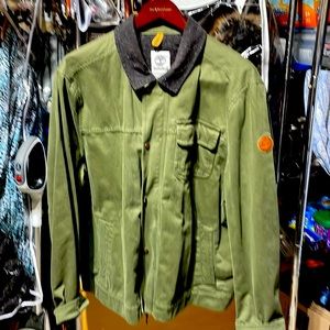 Timberland Barn coat. Olive green, blue plaid lining. Size XXL.  Great shape.